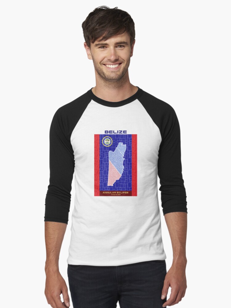 Thumbnail 1 of 3, Baseball ¾ Sleeve T-Shirt, Belize Annular Eclipse 2023 designed and sold by Eclipse2024.
