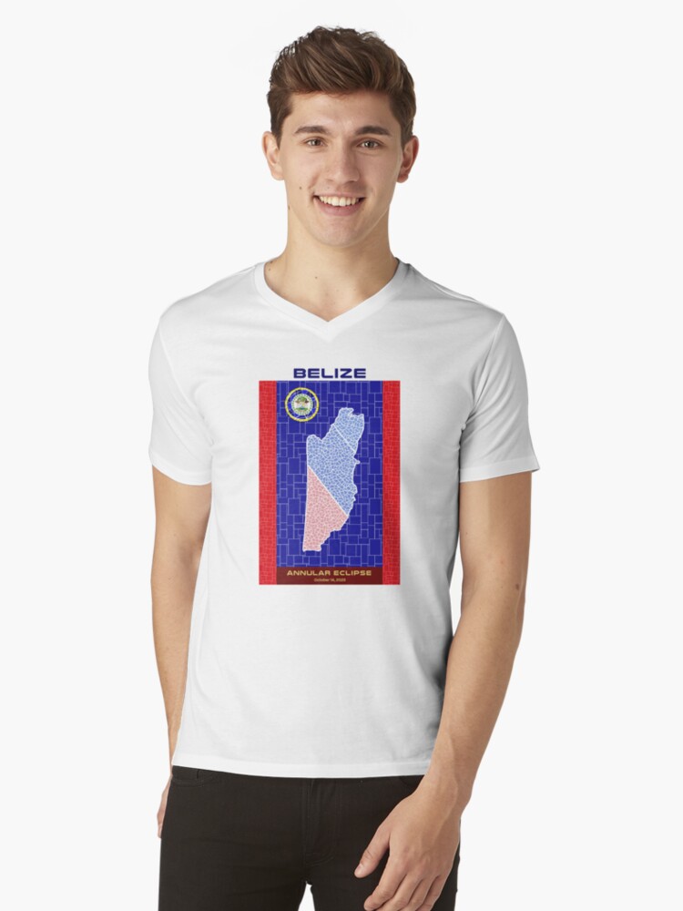 Thumbnail 1 of 3, V-Neck T-Shirt, Belize Annular Eclipse 2023 designed and sold by Eclipse2024.