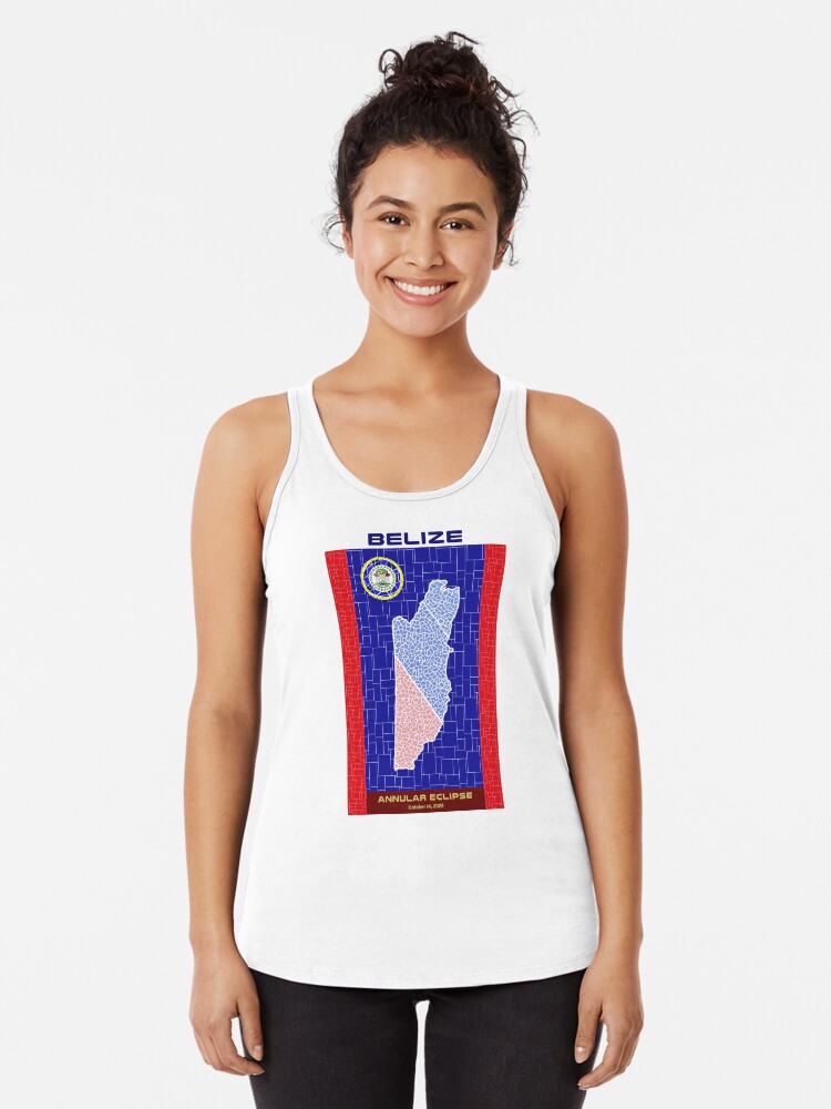 Thumbnail 1 of 3, Racerback Tank Top, Belize Annular Eclipse 2023 designed and sold by Eclipse2024.