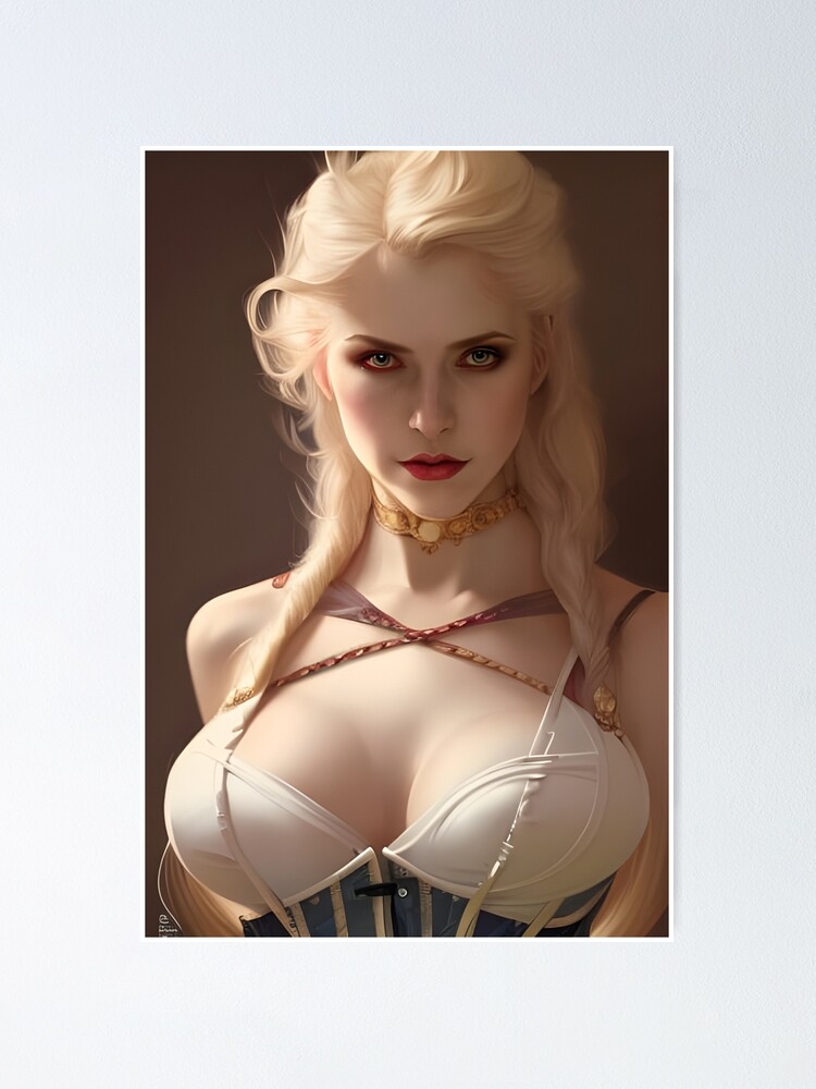 Sexy Blonde Vampire White Corset Poster