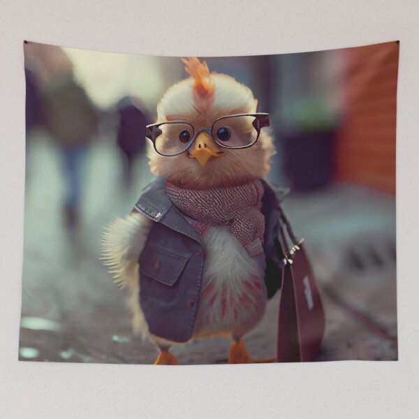 Item preview, Little Chicken on His Way to Work Digital Painting designed and sold by CodeAndColors.