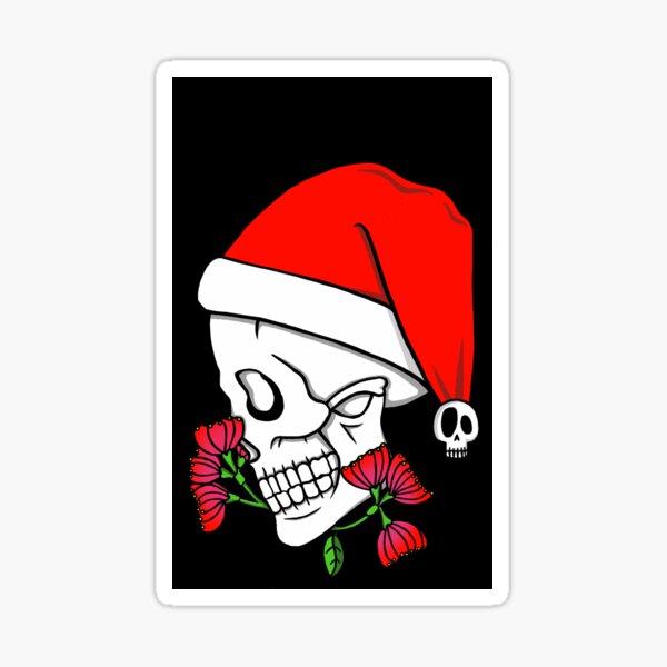 NZ Christmas Skull (black) Sticker