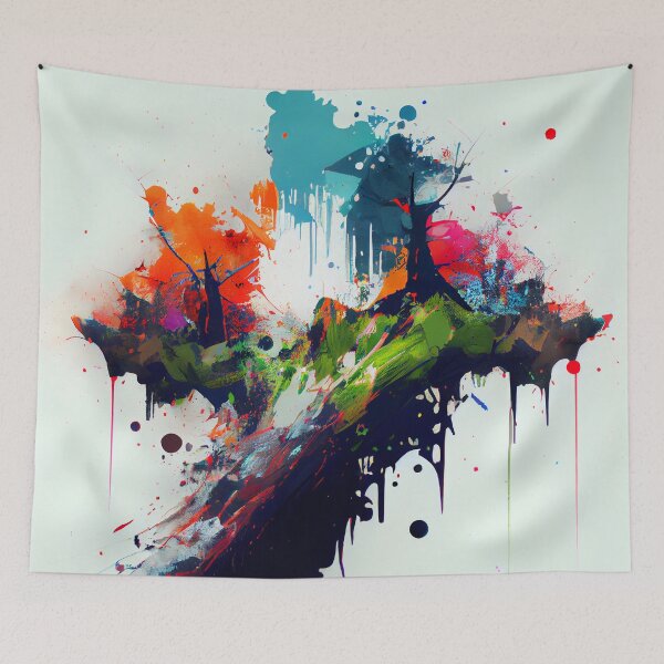 Item preview, Cool Splatter Paint Forest Landscape Digital Painting designed and sold by CodeAndColors.