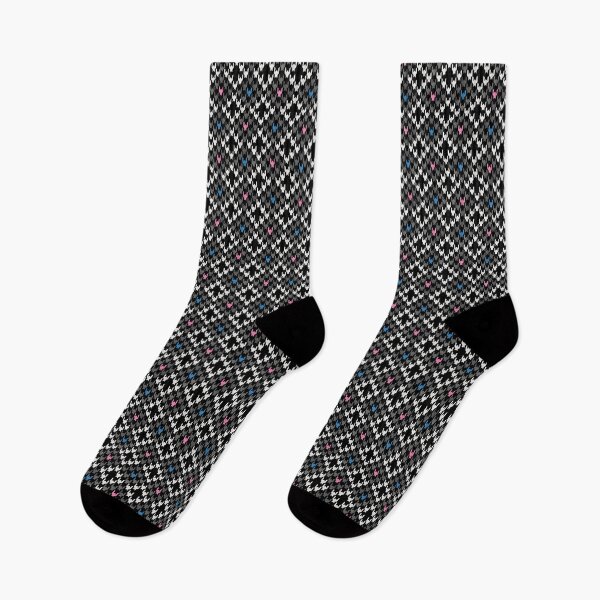 Item preview, Contemporary Black & White Houndstooth Check Print With Pink & Blue Motifs designed and sold by Auliv Art.
