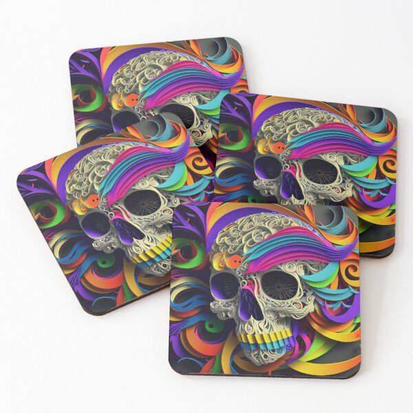 Item preview, Technicolor Party Skull designed and sold by Wander Lost.