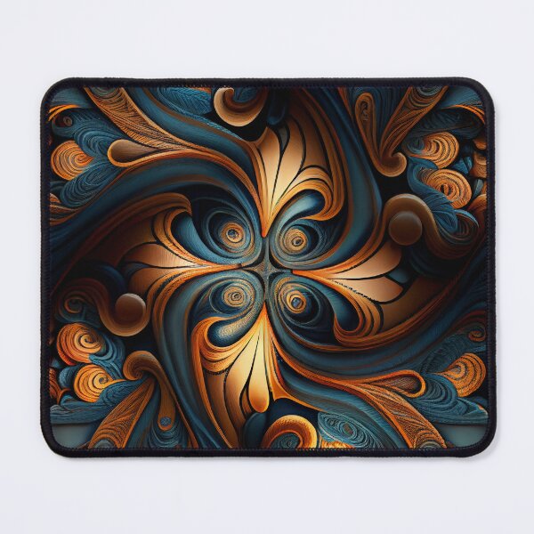 Artikelvorschau, Dark Stitched Orange and Blue Swirl Pattern Digital Painting entworfen und verkauft von CodeAndColors.
