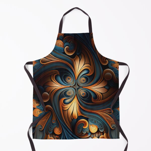 Aperçu de l'œuvre Dark Stitched Orange and Blue Swirl Pattern Digital Painting créée et vendue par CodeAndColors.