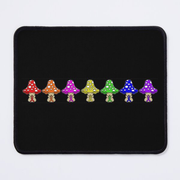 Item preview, Colourful Mushrooms holding Awareness Ribbons designed and sold by Chronic Illness Awareness Shop.