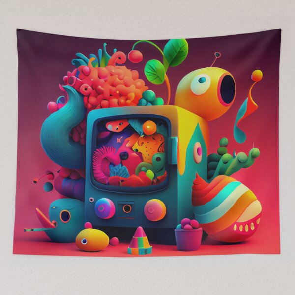 Item preview, Fun Colorful Small Microwave Cartoon Digital Painting designed and sold by CodeAndColors.