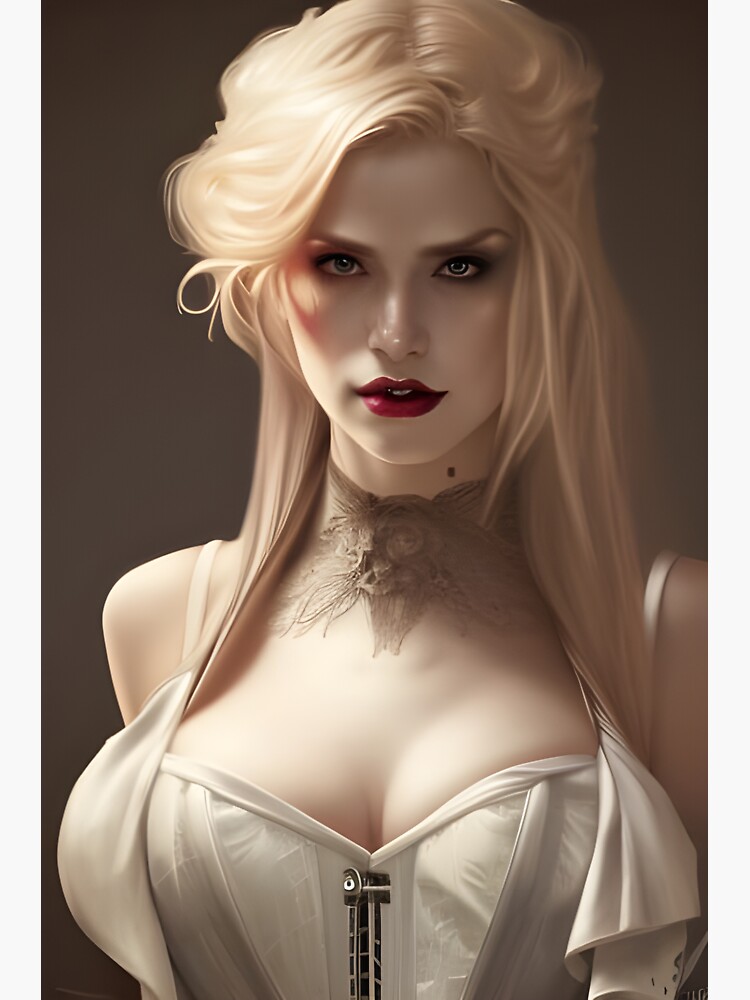 Sexy Blonde Vampire corset Dress Seductress Artwork Sticker for