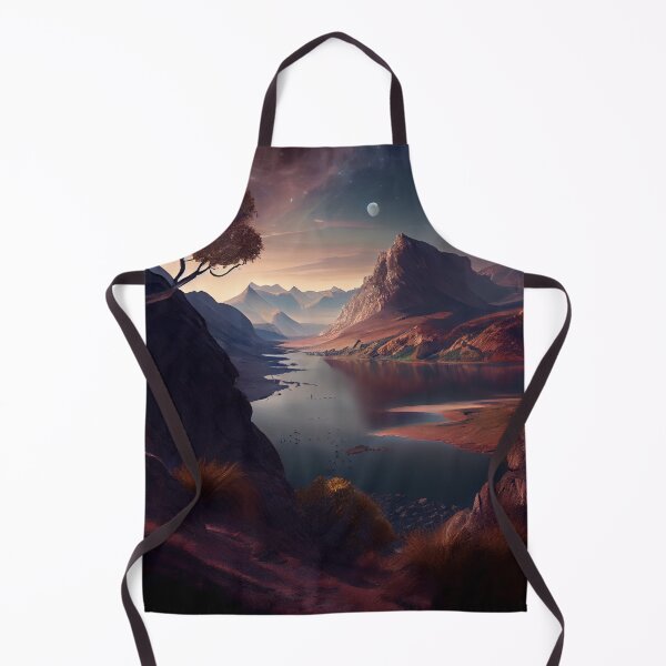 Item preview, Dusk Mountain and River Landscape Digital Painting designed and sold by CodeAndColors.