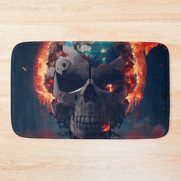 Item preview, Burning Robotic Skull in Chaos Digital Painting designed and sold by CodeAndColors.