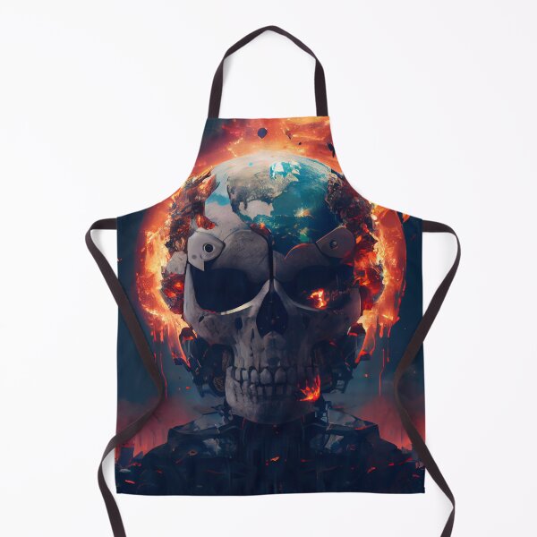 Item preview, Burning Robotic Skull in Chaos Digital Painting designed and sold by CodeAndColors.