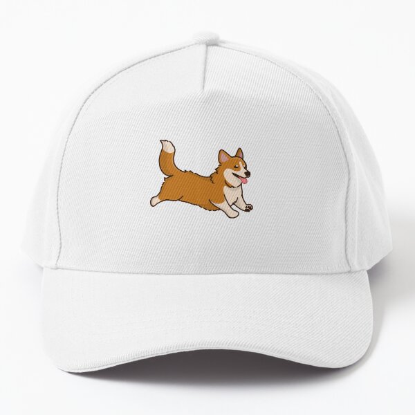 Simple red and white Corgi running Bucket Hat by PupBubble Art