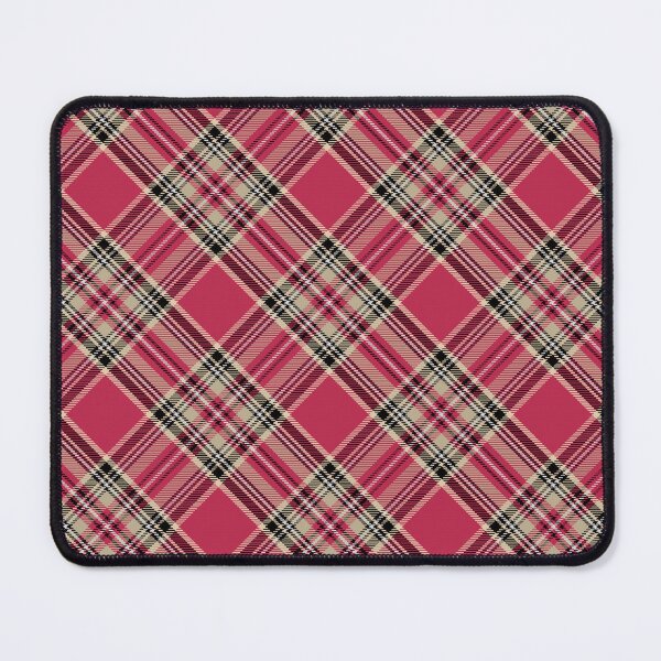 Item preview, Viva Magenta with Grey Sand and Black Tartan / Diagonal Pink Beige Black Plaid designed and sold by wild.geranium.design.