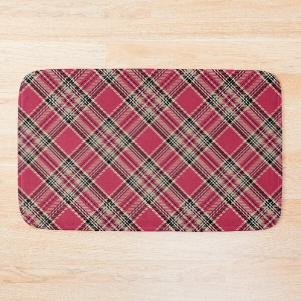 Item preview, Viva Magenta with Grey Sand and Black Tartan / Diagonal Pink Beige Black Plaid designed and sold by wild.geranium.design.