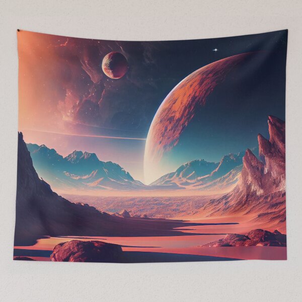 Item preview, Amazing Mars Landscape with Alien Planets Digital Painting designed and sold by CodeAndColors.
