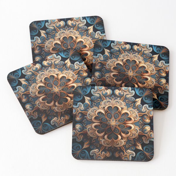 Item preview, Modern Blue and Yellow Stitched Swirl Pattern Digital Painting designed and sold by CodeAndColors.