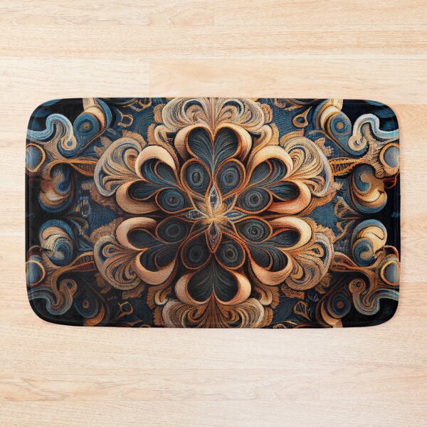 Item preview, Modern Blue and Yellow Stitched Swirl Pattern Digital Painting designed and sold by CodeAndColors.