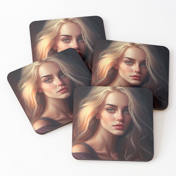 Artikelvorschau, Portrait of a Pretty Blonde Girl Digital Painting entworfen und verkauft von CodeAndColors.