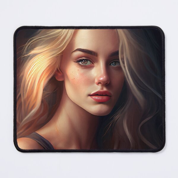 Artikelvorschau, Portrait of a Pretty Blonde Girl Digital Painting entworfen und verkauft von CodeAndColors.