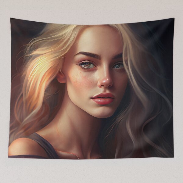 Aperçu de l'œuvre Portrait of a Pretty Blonde Girl Digital Painting créée et vendue par CodeAndColors.
