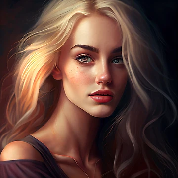 Vorschaubild zum Design Portrait of a Pretty Blonde Girl Digital Painting von CodeAndColors