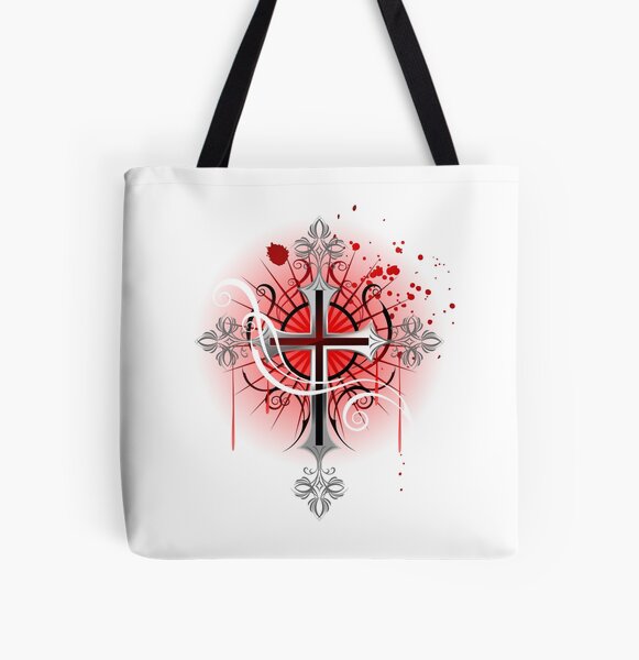Art Tote Bag - Silver on Red —