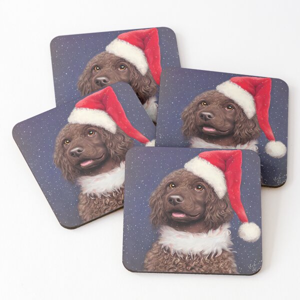 Item preview,  Christmas Irish Water Spaniel Wearing A Santa Hat designed and sold by ZenEverAI.