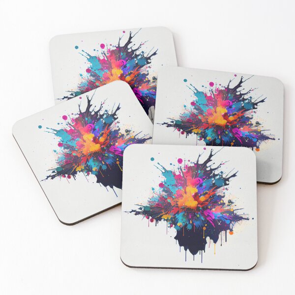 Item preview, Colorful Abstract Splatter Paint on White Digital Painting designed and sold by CodeAndColors.