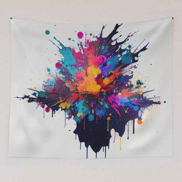 Item preview, Colorful Abstract Splatter Paint on White Digital Painting designed and sold by CodeAndColors.