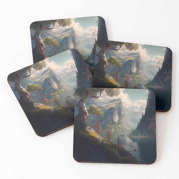 Item preview, Massive Cliffs and Mountain Scene in Nature Digital Painting designed and sold by CodeAndColors.