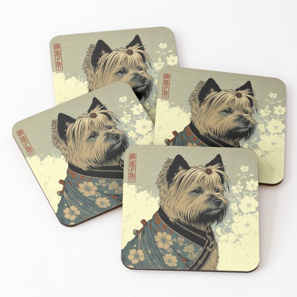 Item preview, Japanese Silky Terrier in Kimono, Wood Block Print Art I designed and sold by DankCards.