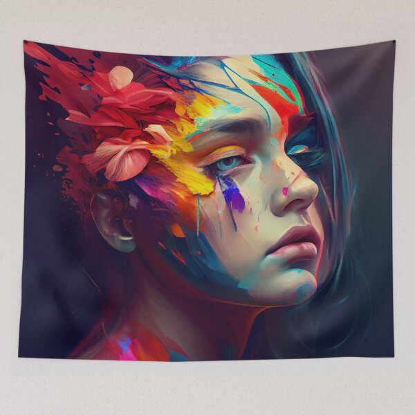 Item preview, Beautiful Abstract Acryllic Woman Portrait Digital Painting designed and sold by CodeAndColors.