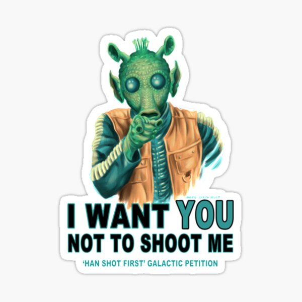 Vista previa del artículo con la obra «Petición de Greedo Rodian», diseñado y vendido por ClassicoArts.