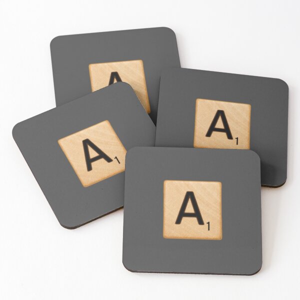 Scrabble Tile Letter A Initial "A" Coasters (Set of 4)