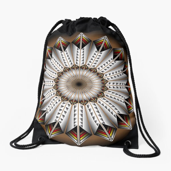 Native Feather Design Drawstring Bag