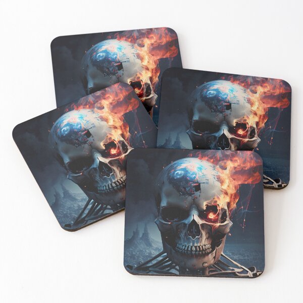 Item preview, Corrupted Skull on Fire Digital Painting designed and sold by CodeAndColors.