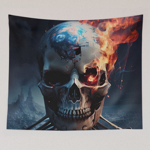 Item preview, Corrupted Skull on Fire Digital Painting designed and sold by CodeAndColors.