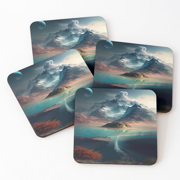 Item preview, Moon with Desert Dunes and Snowy Mountains Digital Painting designed and sold by CodeAndColors.