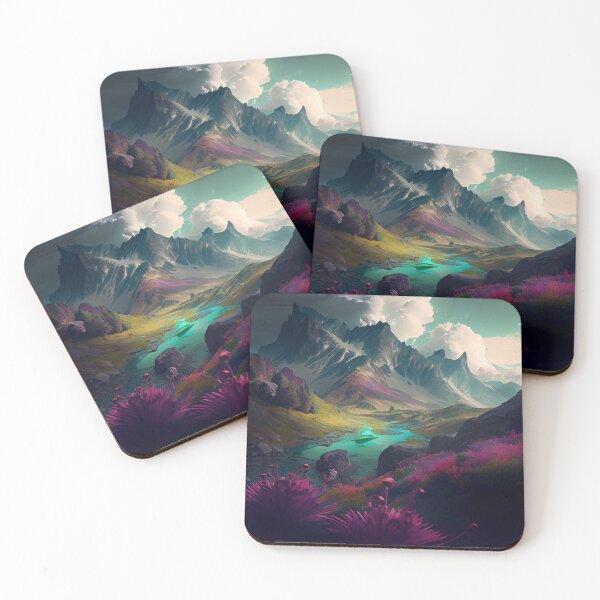 Item preview, Colorful Floral Mountain Landscape Beautiful Nature Digital Painting designed and sold by CodeAndColors.