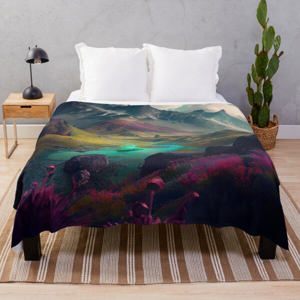 Item preview, Colorful Floral Mountain Landscape Beautiful Nature Digital Painting designed and sold by CodeAndColors.