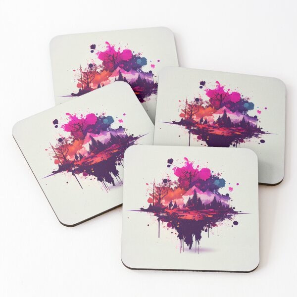Item preview, Cool Floating Forest Splatter Paint on White Digital Painting designed and sold by CodeAndColors.