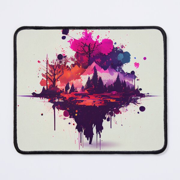 Artikelvorschau, Cool Floating Forest Splatter Paint on White Digital Painting entworfen und verkauft von CodeAndColors.