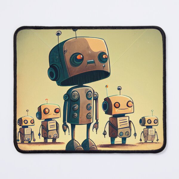 Item preview, Cartoon Drawing of Little Robots Digital Painting designed and sold by CodeAndColors.