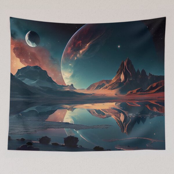 Item preview, Breathtaking Alien Planet Landscape with Giant Planets Digital Painting designed and sold by CodeAndColors.