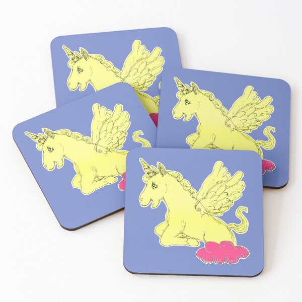 Item preview, Yellow Unicorn Horse Popping Up From A Cloud (Original Drawing by ACCI) designed and sold by VanyssaGraphics.