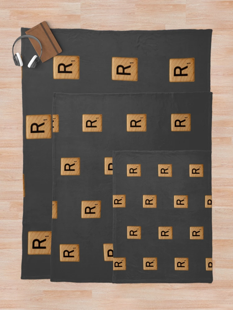 Thumbnail 5 of 6, Throw Blanket, Scrabble Tile Letter R Initial "R" designed and sold by RstyBcktWkshp.
