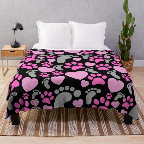 Item preview, Dog paws, feet and hearts in pink and gray designed and sold by PausePapote.