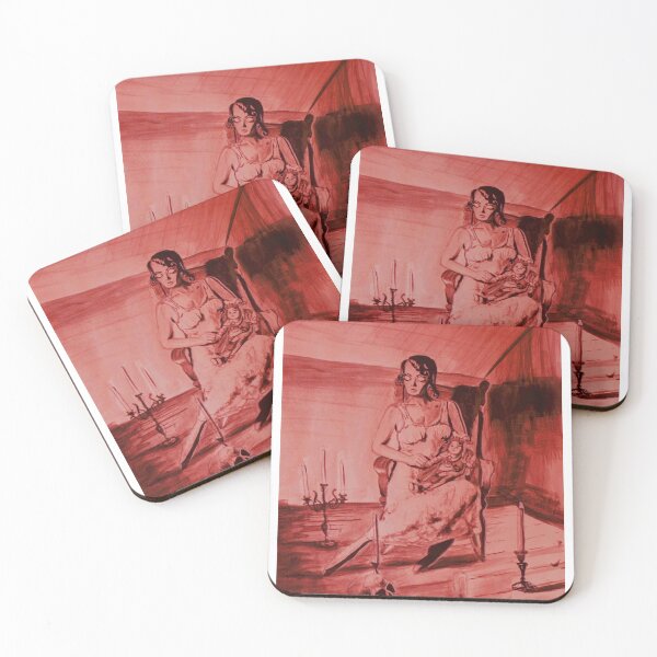 Item preview, Possessed Woman holding a doll in red designed and sold by aprilwebbartist.